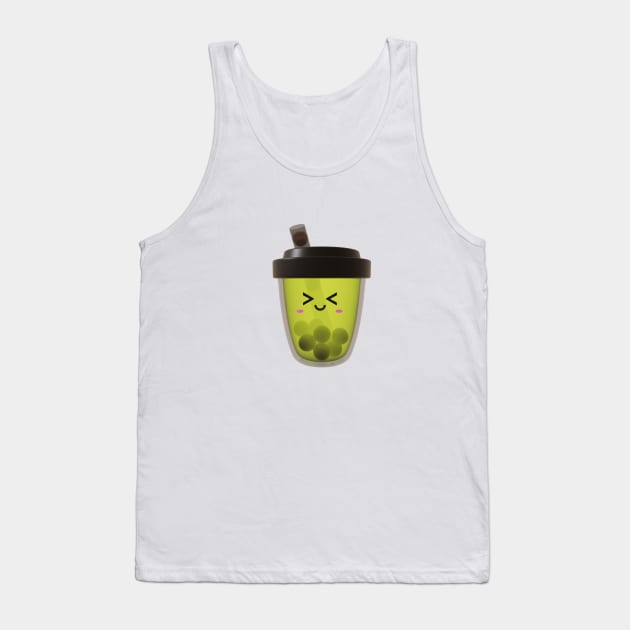 Adorable little green tea boba drink! Tank Top by Pakanese_Art